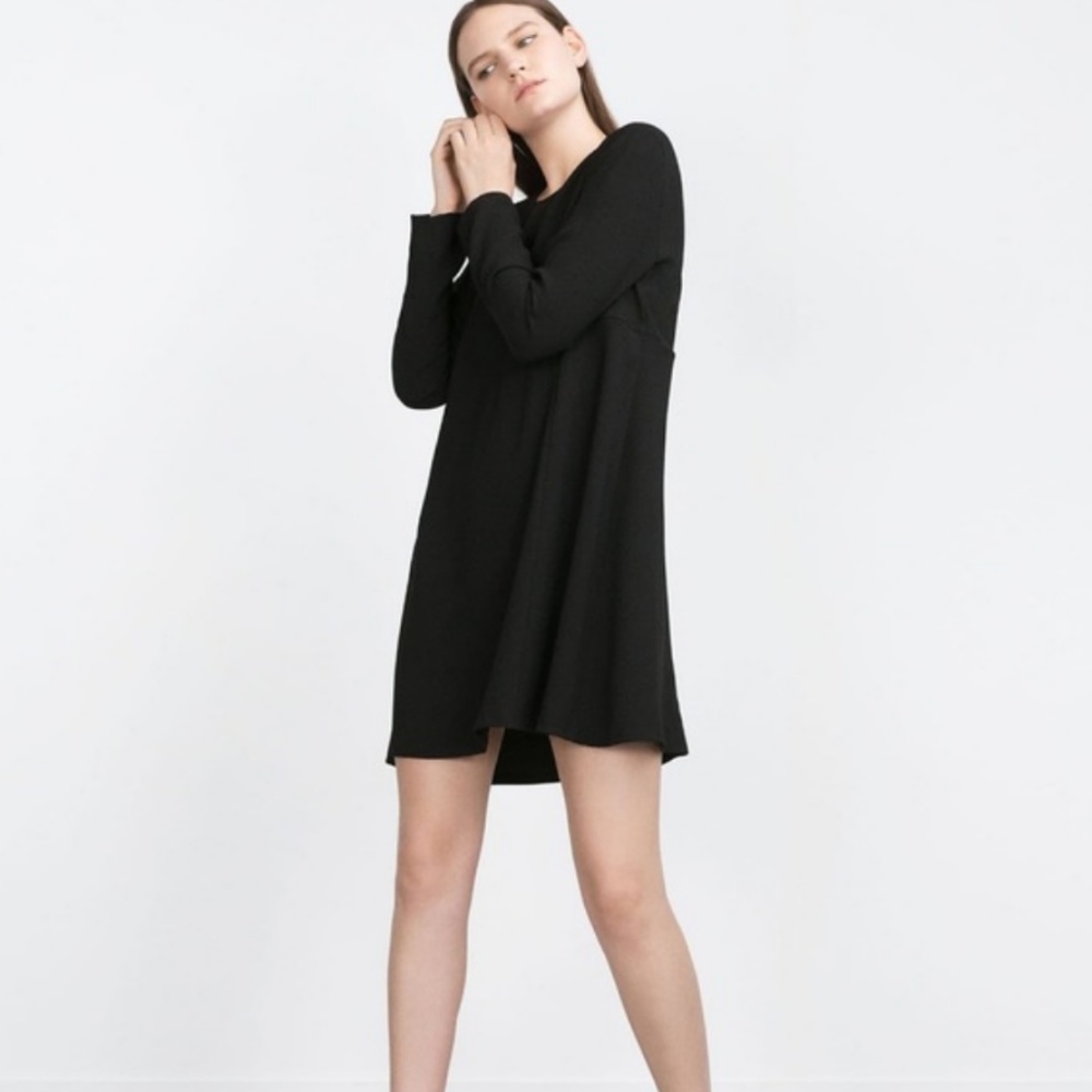 Zara Classic Long Sleeve Little Black Dress